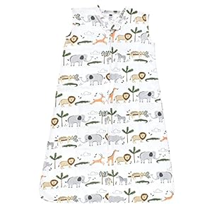 Hudson Baby Unisex Baby Cotton Sleeveless Wearable Sleeping Bag, Sack, Blanket, Safari Life, 12-18 Months