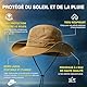 TOP-EX Herren Sonnenschutzkappe wasserdicht UPF 50+ Breitkrempige Safari Boonie für Outdoor Angeln, Wandern & Jagen Große Größen für Breiten Kopf Khaki Groß X-Large