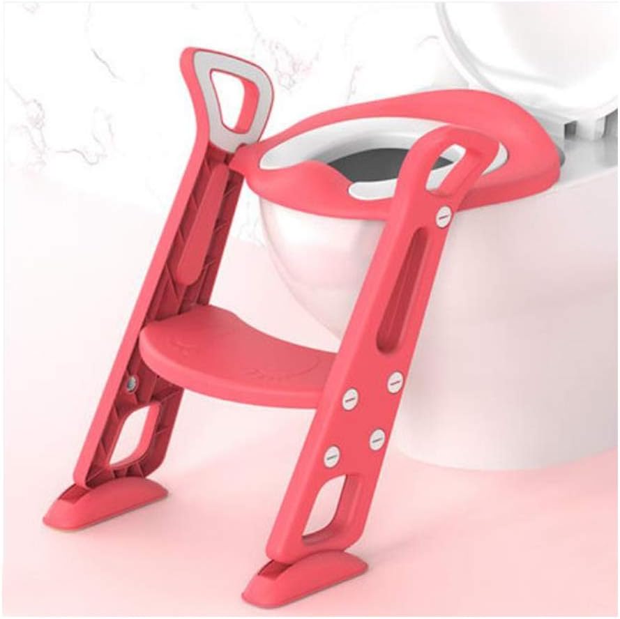 Aisooking 1-8 Years Olds Kids Potty Traning Toilet Seat, with Step Stool Ladder, Anti-Slip Heights Ajustable, for Girls and Boys (Color : Red)