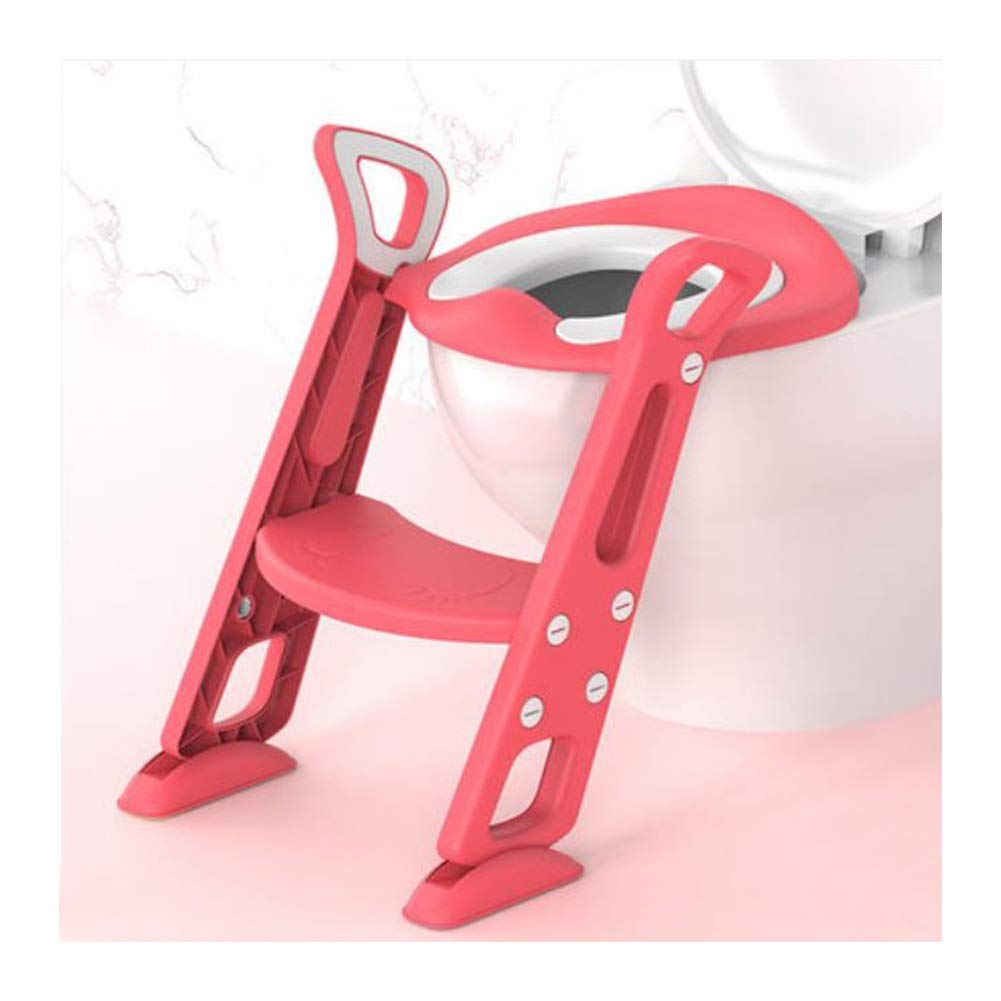 Aisooking 1-8 Years Olds Kids Potty Traning Toilet Seat, with Step Stool Ladder, Anti-Slip Heights Ajustable, for Girls and Boys (Color : Red)