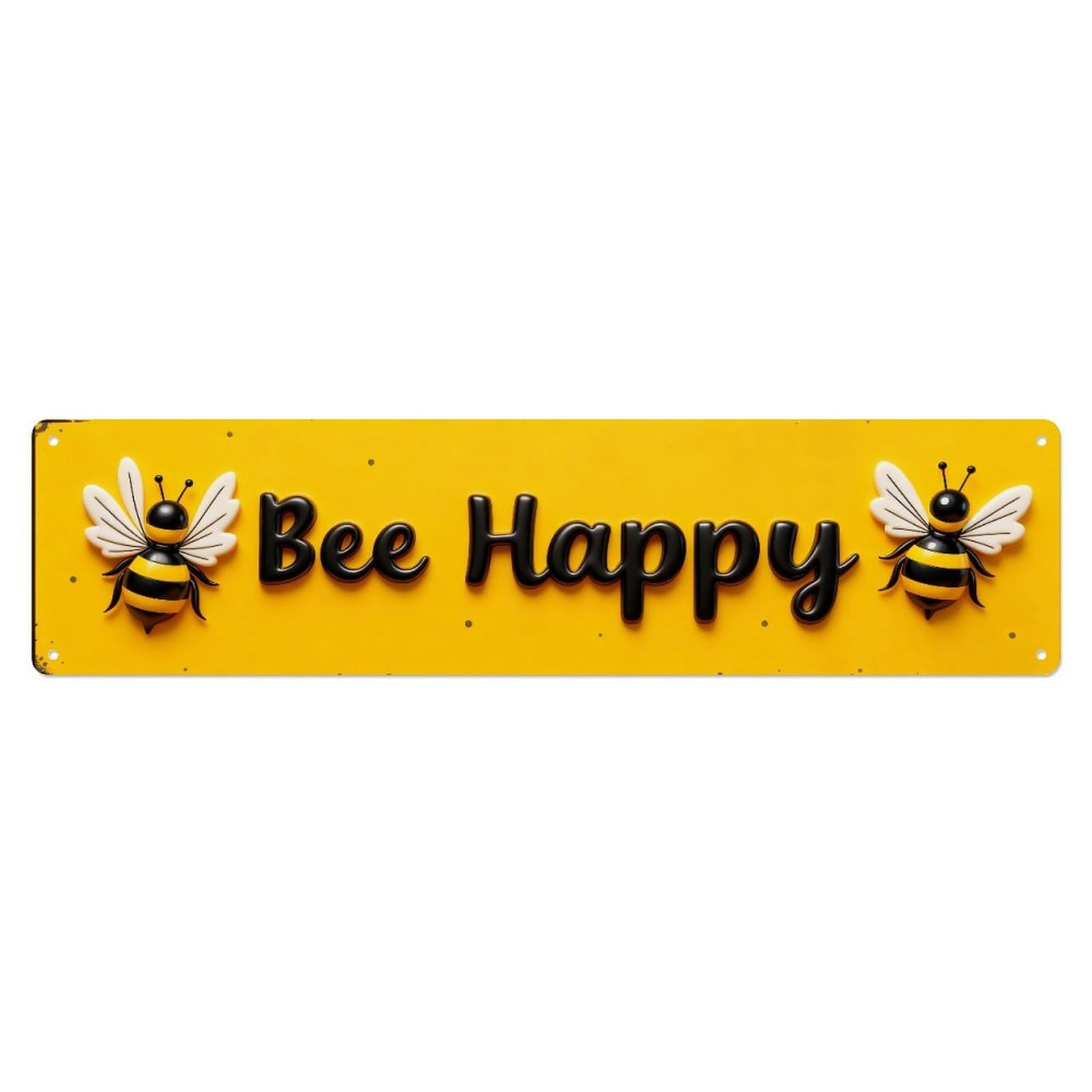 Bee Happy Yellow Sign Metal Tin Sign Plaque