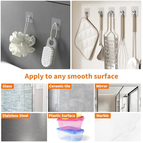 Image of Picture Hangers Without Nails, Wall Hangers Without Nails, Adhesive Wall Hooks, to use Inside Kitchen, Bathroom, Home and Office (C)