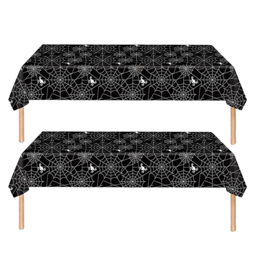 ZSYIULIA 2Pcs 137 * 274cm Halloween Disposable Tablecloth Decorations for Halloween Disposable Party Table Cloth Waterproof Spider Tablecloth for Indoor or Outdoor Birthday Picnic Party