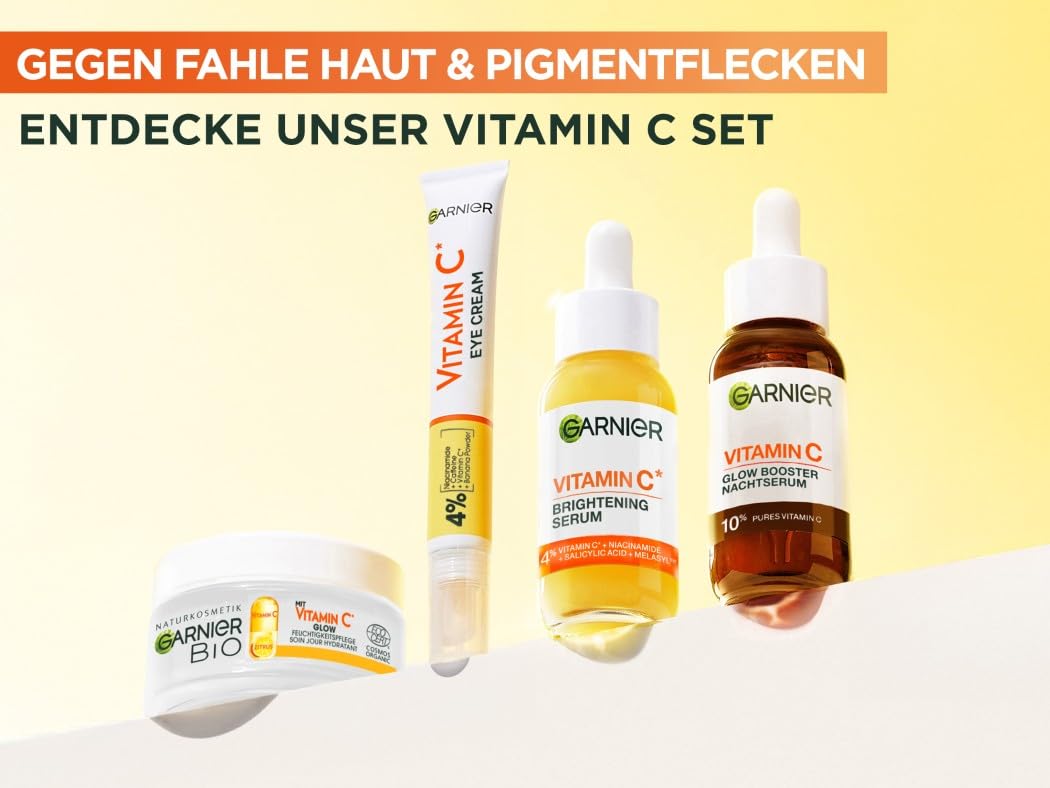 Garnier SkinActive Coffret Max Glow Booster Set Vitamin C Serum Augenpflege Nachtserum