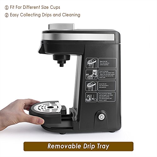 CHULUX Single Serve Coffee Maker Brewer for Single Cup Capsule with 12 Ounce Reservoir,Black