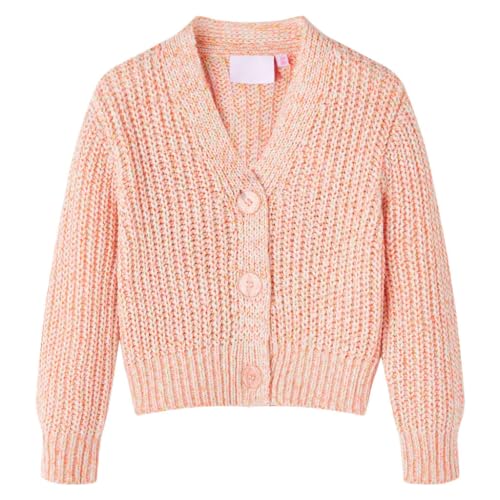 Cardigan rose fille à col en V en coton doux pour l'école et le parc