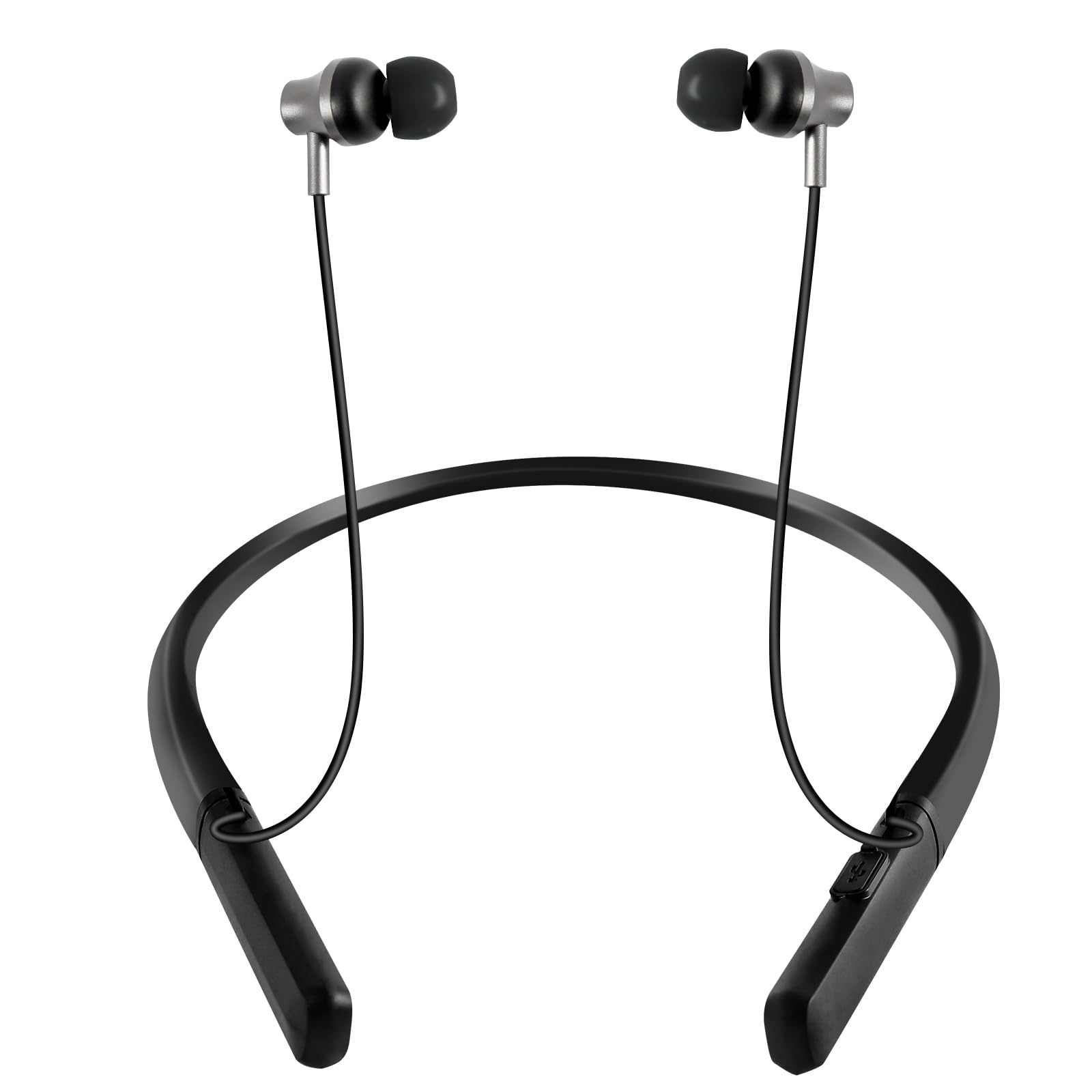 Aolso Amplificateur de Bruit Auditif, Amplificateur Son Rechargeable, Réduction Bruit, Station Charge USB, Boîte Rangement, Coupe Ergonomique Casque Cans Fil (czarny styl kołnierza)