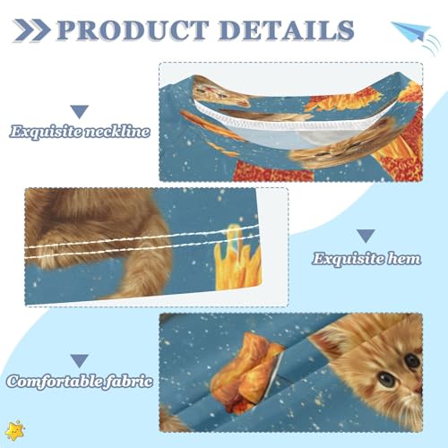 Boys Short Sleeve T-Shirts Cats French Fries Blue Rashguard Kids Swim Shirts Sun UPF 50+3