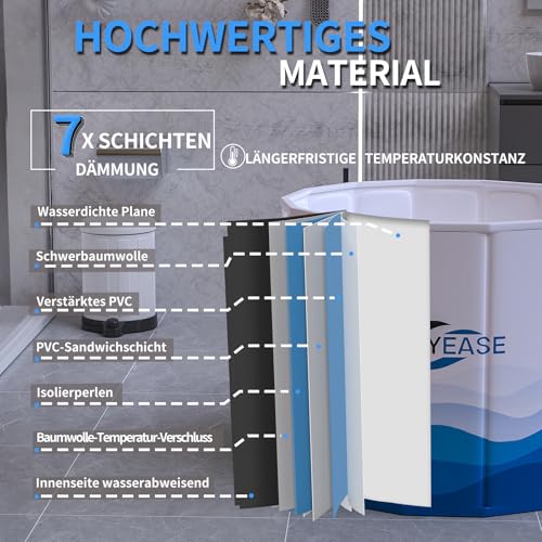 Upgrade-Portabel-Badewanne Erwachsene（80x66 CM）-Faltbare Kältebadewanne zur Erholung - Zusammenklappbare Badewanne für Dusche/SPA Outdoor - Eisbad für Sportler (weiß)