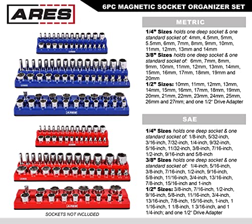 Image of ARES 60058 6-Pc Red /Blue Metric /SAE Magnetic Socket Organizer