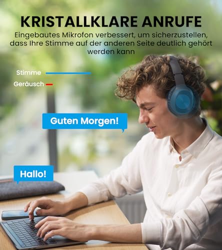 Edifier W600BT Kabellose Over-Ear Kopfhörer, Bluetooth V5.1, Kristallklare Anrufe, 40mm Treiber, 30 Stunden Wiedergabezeit, Verbindung mit 2 Geräten, Integriertes Mikrofon, Leicht - Schwarz – Bild 5