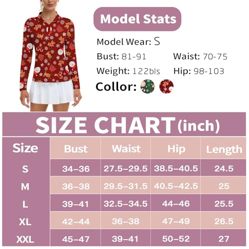 Image of Soneven Womens Golf Shirts Moisture Wicking V Neck Long Sleeve Polo Shirts Collared Tops