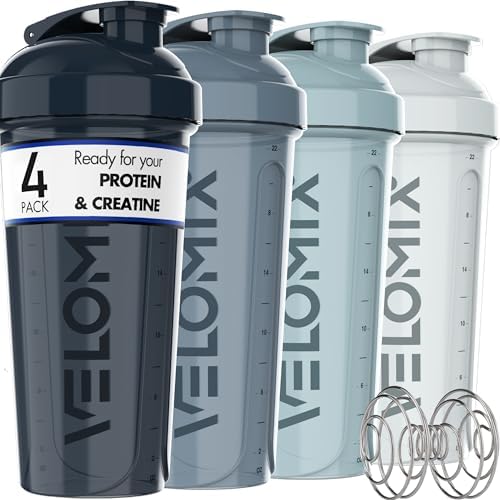 -4 PACK- 28 oz Shaker Cups for Protein Shakes – 4x Wire Whisk | Leak Proof Protein Shaker Bottles for Protein Mixes | Protein Shaker Bottle Pack | Mixer for Protein Shakes -4 PACK- 28 oz Shaker Cups for Protein Shakes – 4x Wire Whisk | Leak Proof Protein Shaker Bottles for Protein Mixes | Protein Shaker Bottle Pack | Mixer for Protein Shakes