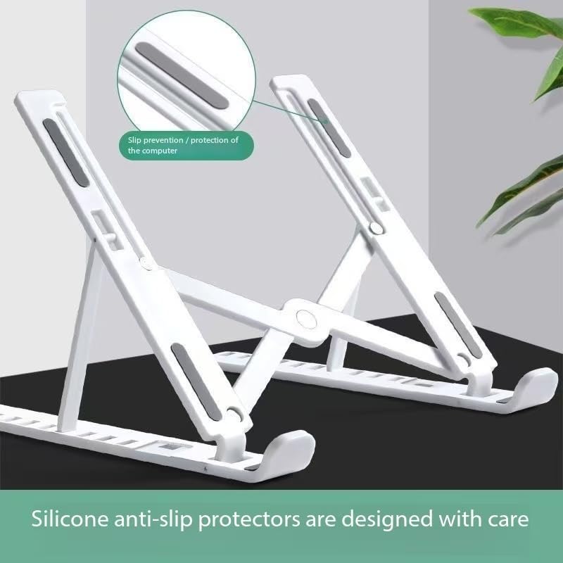 AOTDAOU Adjustable Laptop Stand for Desk, Foldable Portable ABS + Silicone Notebook Holder, Ventilation Cooling Laptop Stand, for 10-17 Inch Laptops and Tablets(White)