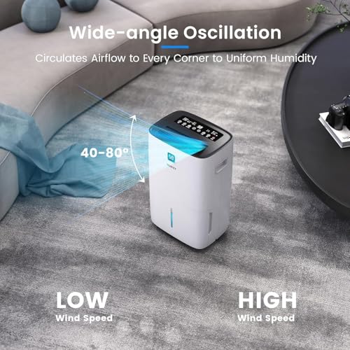 Image of Yaufey 150 Pint Dehumidifier for Basement Home 8000 Sq. Ft. with Drain Hose | Continuous Drain & Large Water Tank 2.11 Gal, Intelligent Humidity Control, Quiet Operation, Auto Shut Off, Timer for Home
