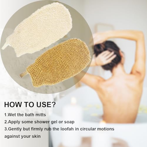 Pphao Basic Bath Gloves For Shower - Organic Bath Mitts Washcloths - Bath Gloves Exfoliating For Women And Men - Body Scrubbers For Use In Shower - Ramie And Jute Fiber thumb #2