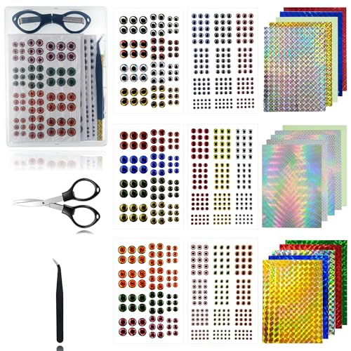 Mimilure 780pcs Fish Eyes & Fishing Blank Lure Stickers Kit for Unpainted Minnow Jerkbait Bodies Making Supplies DIY Craft Your Own Fishing Lure