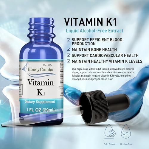Image of Vitamin K1 Liquid Drops - Made in USA - Natural High Potency Phylloquinone for Men, Women, Children, & Newborns Great for Dark Undereye Circles - Bulk Sizes Also Available