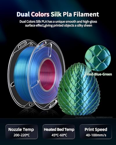Image of LANDU Silk PLA 3D Printer Filament Bundle, Shiny Dual Color Filament 1.75mm Pack, Multi Color Change 3D Printing Filament for Most FFF 3D Printer,Dimensional Accuracy + /-0.02mm,200g x 4 Spools
