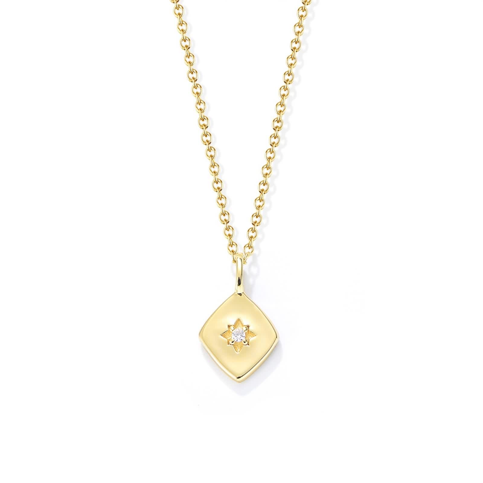 Diamant Halskette Damen, Halskette Lang Modeschmuck Anhänger Kette Echt 9K/14K/18K Gelbgold Elegant 40+5cm Lang
