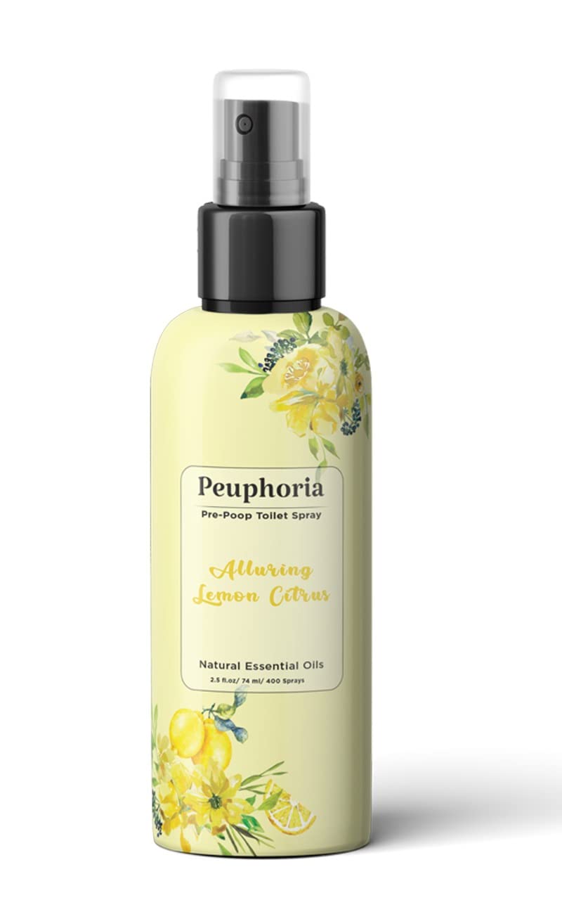 Peuphoria poop spray for Toilet, Pre Poo Bathroom Spray, Toilet Odor eliminator and Air Freshener, Travel Size 2.5 Ounce, 1 Bottle, Alluring Lemon Citrus