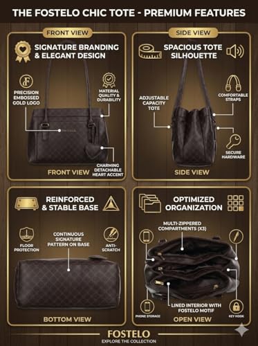 Image of Fostelo Women's Felisa Satchel Tote Handbag for Women | Ladies Purse | Stylish Shoulder Bag | Gift For Women