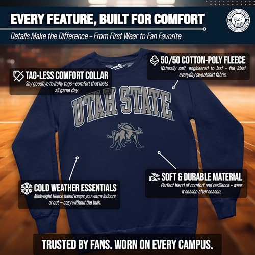 Image of NCAA College Sweatshirt Fleece Crewneck Pullover for Men and Women | Officially licensed NCAA college gameday crewneck pullover - 9 oz fleece lined sweatshirt with arch and logo design