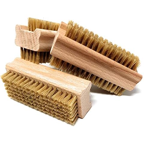 Nagelbürste Holz WEICH Naturborsten | Handbürste Nagelbürste 3 Stück | Nail Brush | naturgeschlitzt | griffiger unbehandelter Holzkörper | Fingerbürste Tierborsten | Für Kinder geeignet Cover