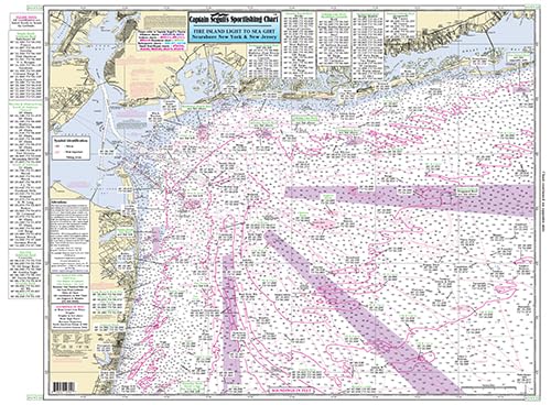 Off Coastal New York - Laminated Nautical Navigation & Fishing Chart by Captain Segull's Nautical Sportfishing Charts | Chart # ONY59