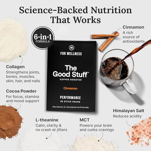 Image of The Good Stuff | Cinnamon Coffee Booster | Healthy Coffee Creamer for Focus & Energy | Keto, Non-Dairy Creamer Powder with MCT Oil, Collagen & L-Theanine | 30 Servings