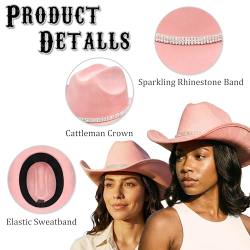 Image of FLUFFY SENSE. Cowboy Hat for Women and Men with Shapeable Wide Brim - Felt Cattleman Western Hats for Cowboys and Cowgirls