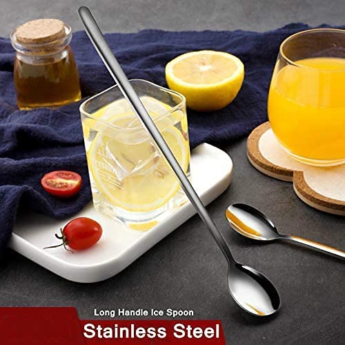 Vaa Dream Stainless Steel Long Handle Spoon Set, Set of 4, Soda Spoons. The Set Features a Modern and Polished Design 4