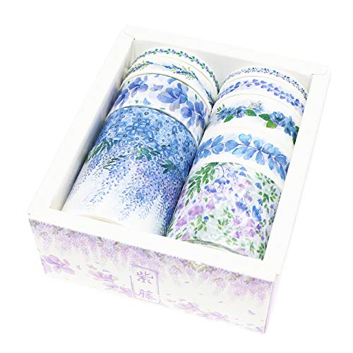 BITEYI Washi Tape,10 Rouleaux de Ruban Adhésif Décoratif Enfant,Ruban de Masquage pour Scrapbooking Artisanat de Bricolage (Glycine)
