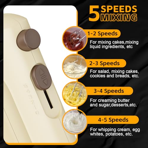 Image of Lord Eagle 5-Speed Hand Mixer Electric With 4 Mixing Bowls Set
