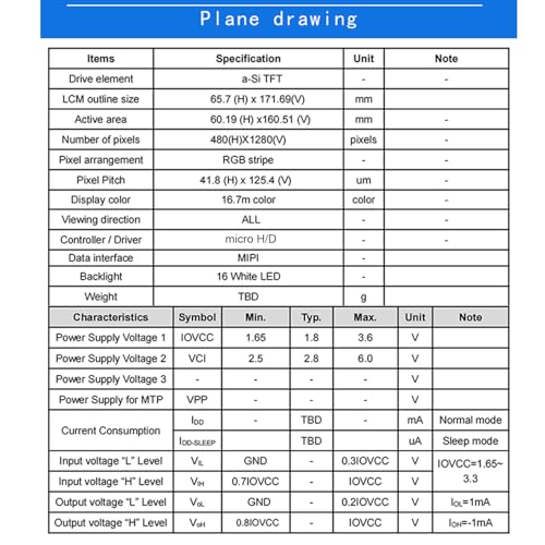 Image of TekGroAml 6.8 Inch Display Kit, 480x1280 LCD Screen & HDMI Driver Board | for Embedded Display Projects ,Maker Dashboards,DIY CPU GPU Temperature Computer PC Case Display