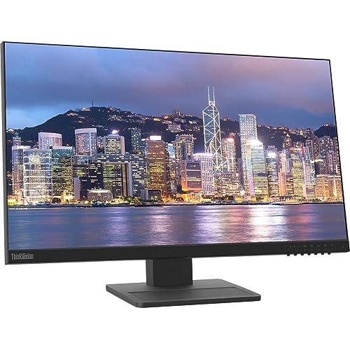 Image of Lenovo ThinkVision E27q 2560 x 1440 LED Backlit Quad HD LCD Monitor, 2-Pack Bundle with HDMI, DisplayPort, Speakers, Desk Mount Dual Monitor Stand, ThinkPad Universal USB-C Multiport Dock