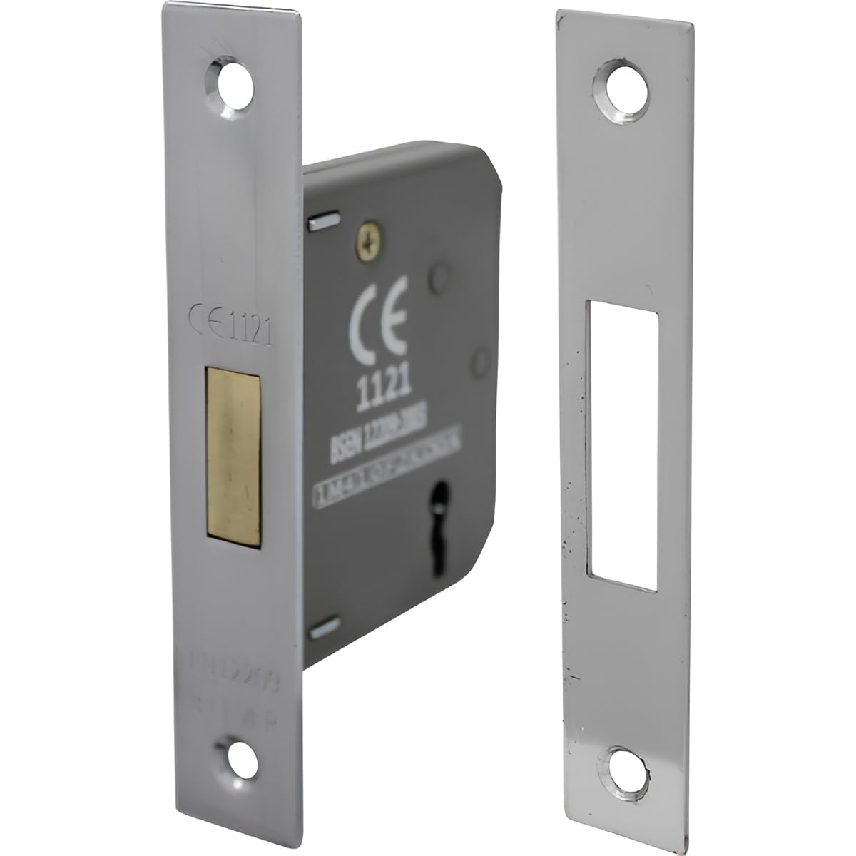 Shirenock Check In Detail 3 Lever Mortice Deadlock 63Mm Nickel Plate, 1 In Pack