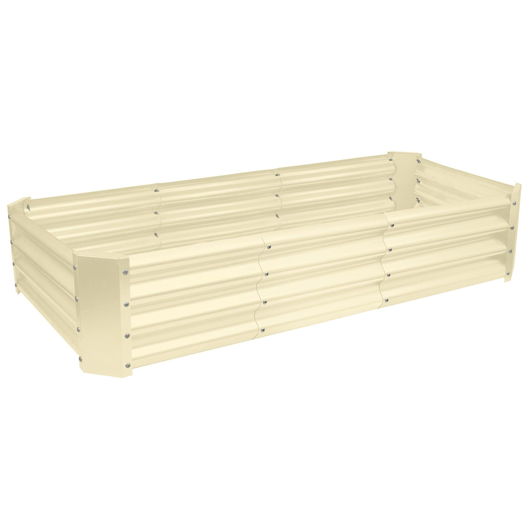 Harbour Housewares Raised Garden Bed - Ivory - 180 x 90cm - Rectangle - Bottomless Metal Raised Bed Galvanised Steel Planter Box for Growing Outdoor Plants, Vegetables, Flowers and Herbs
