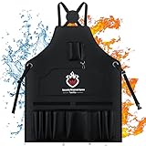 Grilling Aprons with Pockets, Fireproof Safe Aprons for Men, Fireproof Adjustable Tool Bib Apron,...