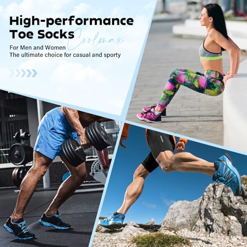Image of Tough Land Coolmax Five Finger Toe Socks for Men and Women - Athletic Running Ankle Socks - 3 Pairs