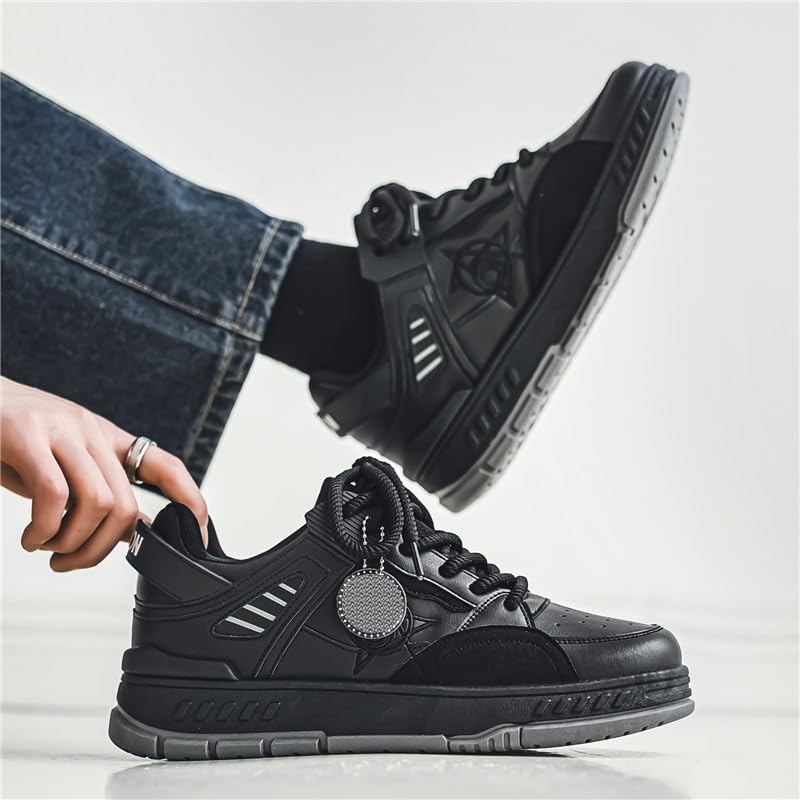 Men's Fashion Streetwear Thick-Soled Skateboarding Sneakers Comfortable Breathable Height Increasing Non-Slip Durable Lace-Up Sneakers for Outdoor Activities Shoes Size 6.5-103