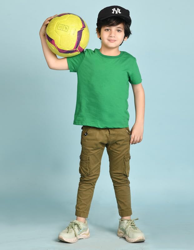 Image of Nusyl Boys Half Sleeves Solid T-Shirt for Kids | Soft Cotton Blend | Comfortable Regular Fit | Casual 2-16 Years | Multiple Colors & Pack Options