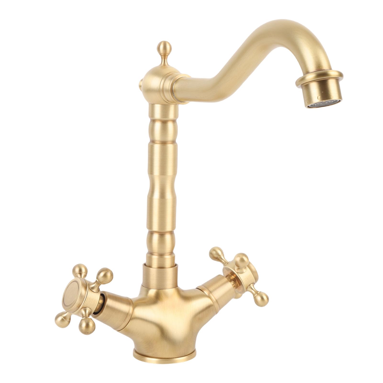 Grifo de Lavabo de Latón con Dos Manijas Giratorio