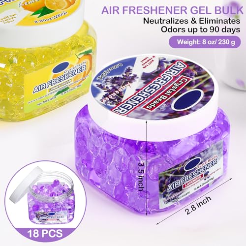 Image of 12 Pcs Air Freshener Bulk Odor Gel Eliminator Beads 8 Oz, 4 Scent | Long Lasting Air Freshener Beads in Jar Eliminates Odors in Home Bathroom, Car, Boat, Rvs, Pet, Ocean Lavender Rose Lemon