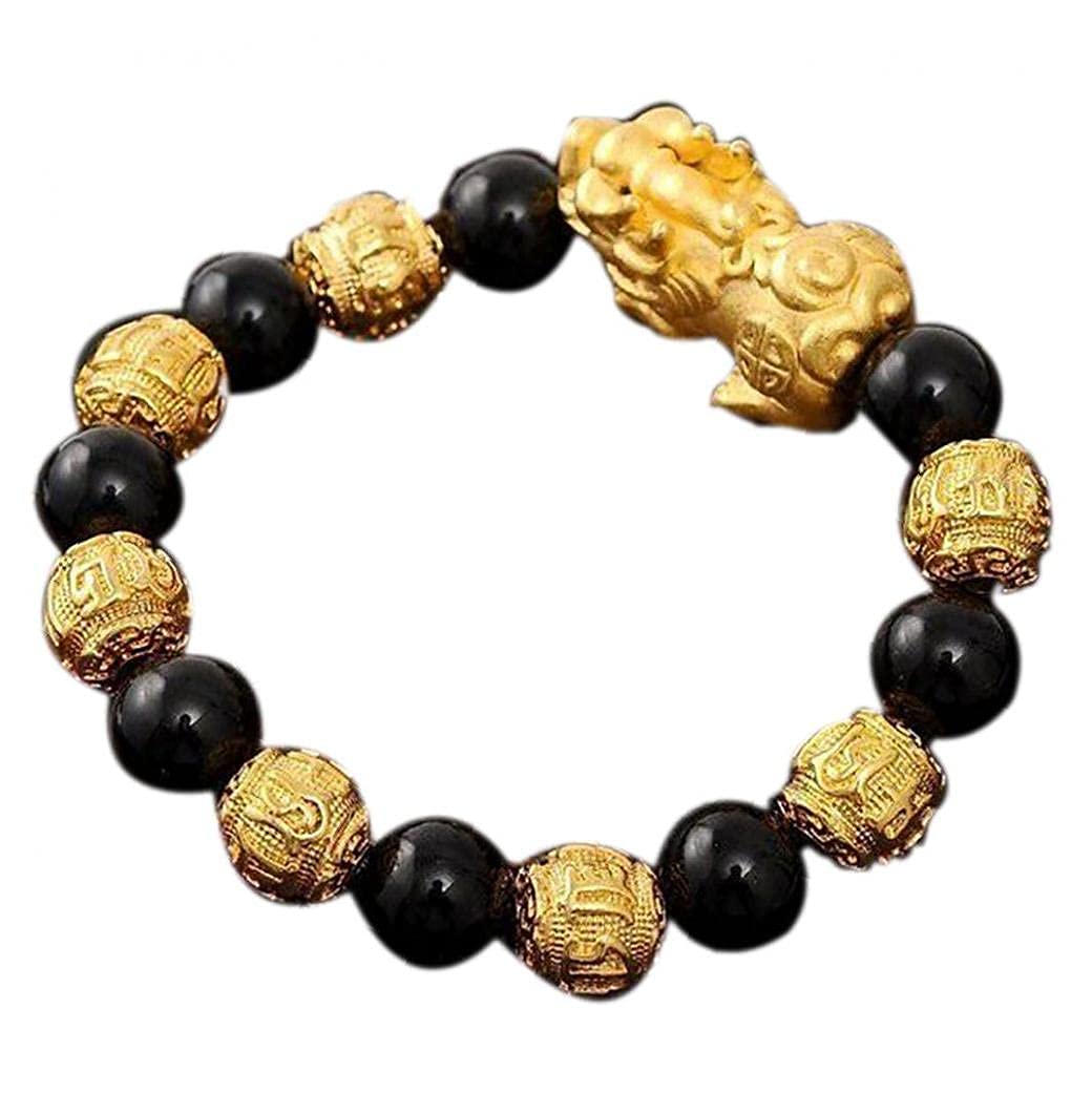 NZPOST Triple Protection Bracelet, 1pc Bead Bracelet Pixiu Obsidian Lucky Bracelet Lucky Mascot Amulet Bra