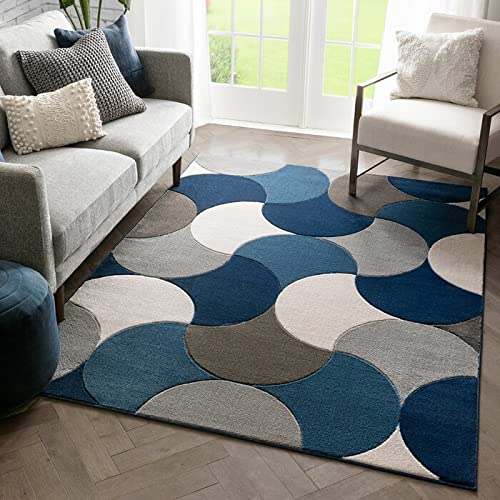 Image of Modern Contemporary Handmade Tufted Woolen Carpet for Living Room Bedroom and Hall Size 5 x 7 Feet Color Multi
