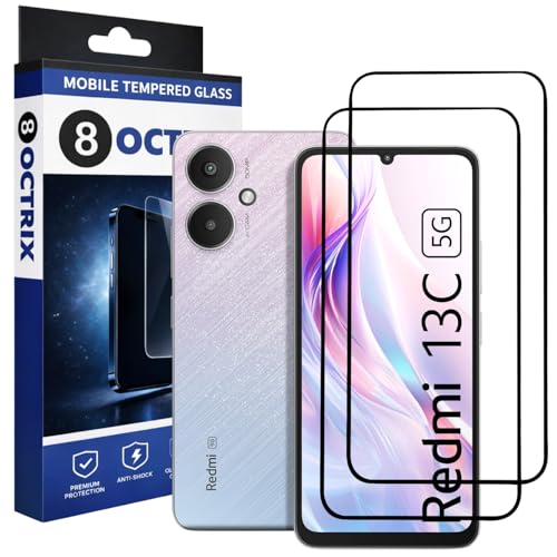 Image of Military-Grade Tempered Glass Screen Protector Compatible for Redmi 13C 5G / 13C 4G / Poco C65 with Edge to Edge Coverage - Case Friendly, Free Installation Kit (Pack Of 2)