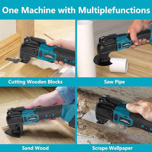 Yofuly Akku-Multifunktionswerkzeug für MMAKI-TA 18V Li-Ion Akku, Multimaster 6 Einstellbare Geschwindigkeiten, Oszillationswerkzeug zum Trennen, Schleifen und Schaben (Batterien Nicht Enthalten) – Bild 8