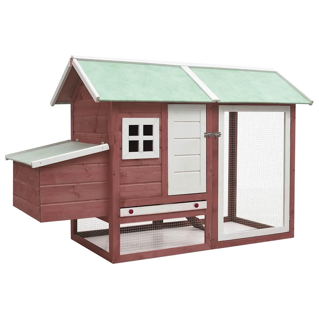 Gallinero de madera de 170 x 81 x 110 cm, jaula para gallinas, moca y verde, para animales pequeños, con nido extensible, rampa para gallineros, de pino y abeto