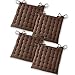 Gräfenstayn® Set de 4 Coussins d’Assise Coussins de Chaise 40x40x5cm pour intérieur et extérieur - 100% Coton - Différents Coloris – Rembourrage épais (Marron)